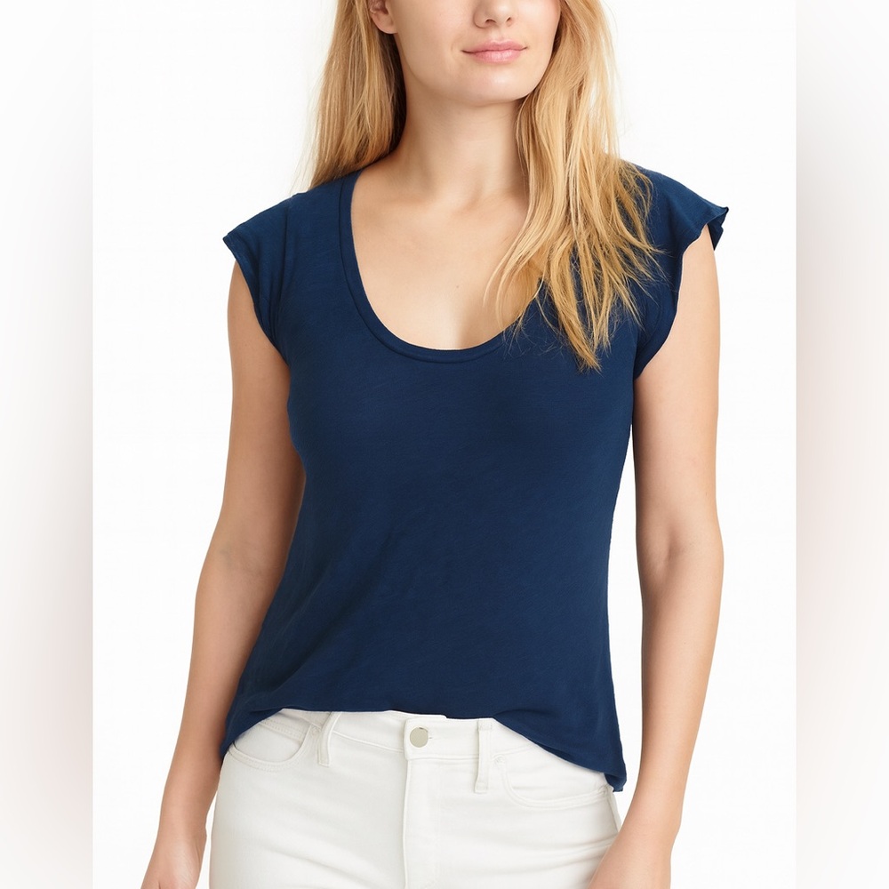 Express Flutter Sleeve Scoop Neck Tee BLUE XS NWT